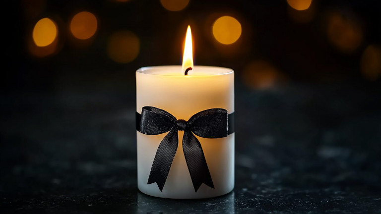 Burning candle glowing in dark winter night celebration generated by artificial intelligence Burning candle glowing in dark winter night celebration generated by AI